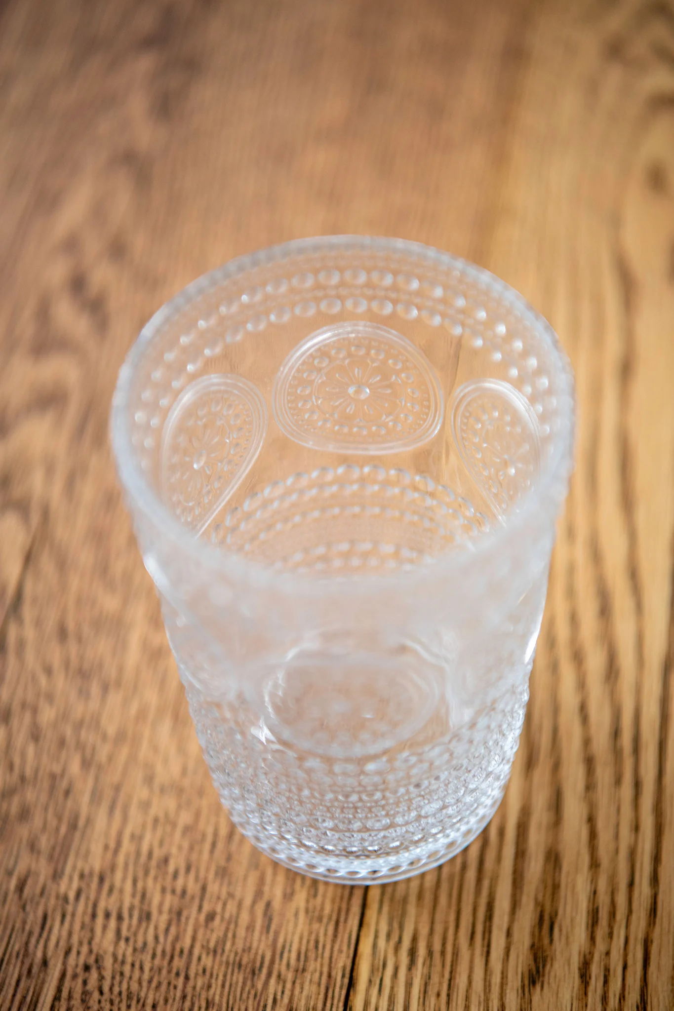 Hobnail Beaded Floral Clear Drinking Glasses — Set of 6, 13 oz. - Image 6