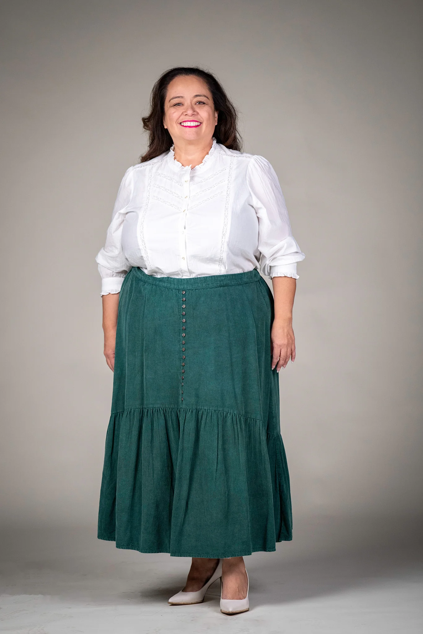 For Little House Lover's Homestead Cord Skirt in Green - Image 7